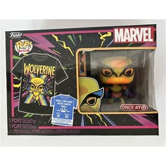 Funko POP Target Exclusive Marvel BlackLight Wolverine figure & shirt MINT