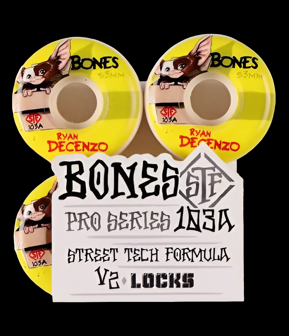 Bones STF V2 Street Formula Lock-Ins Gizmo Decenzo Pro Wheels 53mm 103A