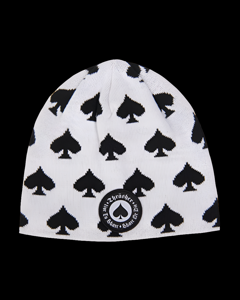 Thrasher Oath Ace of Spades White Beanie