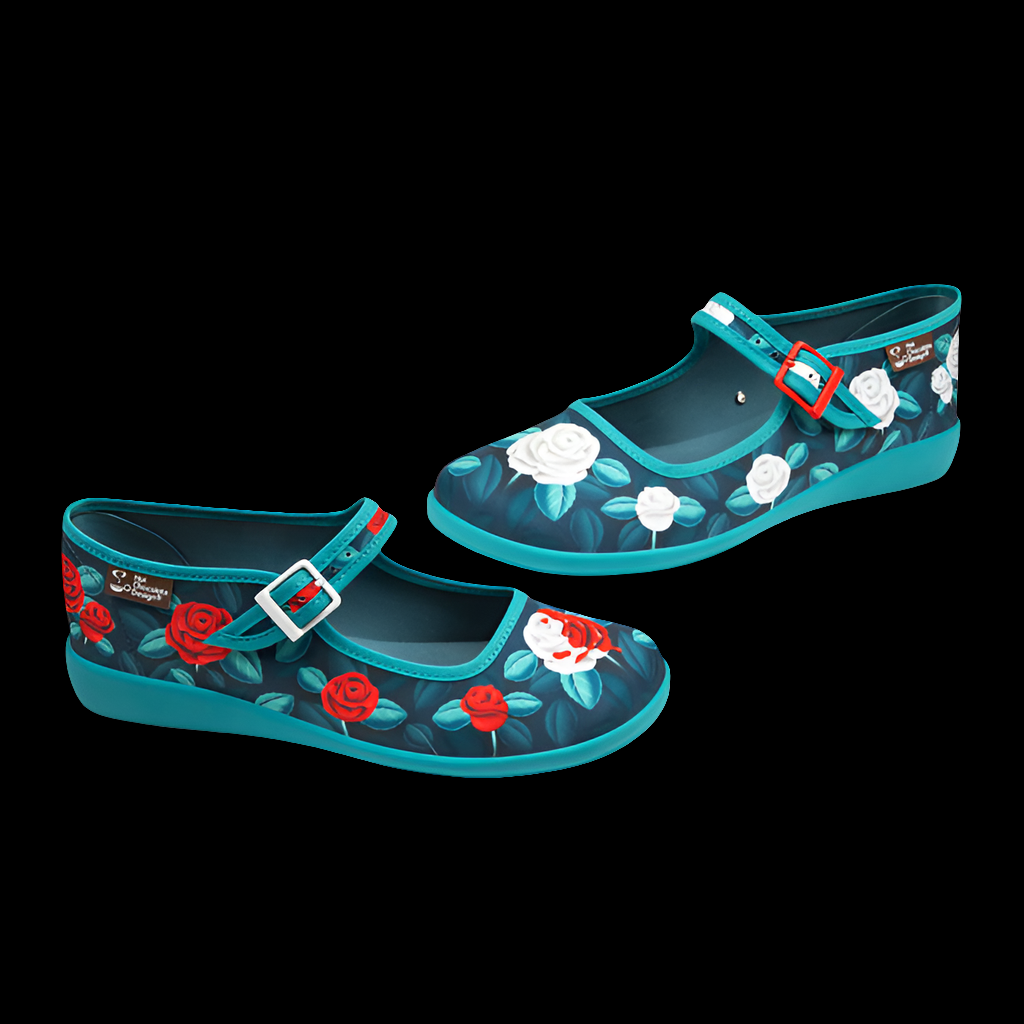 Hot Chocolate Design (Dark Chocolate) Chocolaticas® Paint The Roses Red Mary Jane Flats Shoes