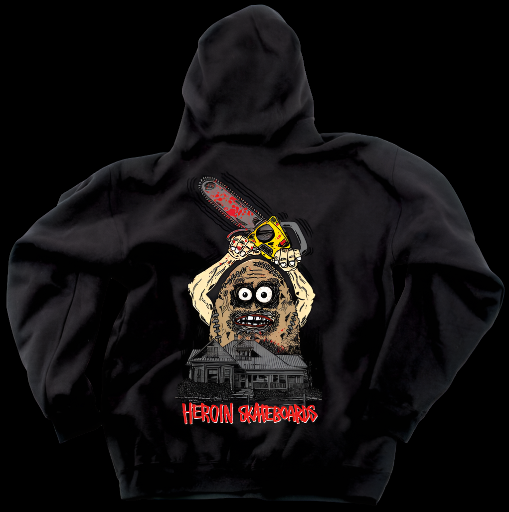 Heroin Skateboards Teggxas Chainsaw Massacre Black Hoodie *Ltd Run