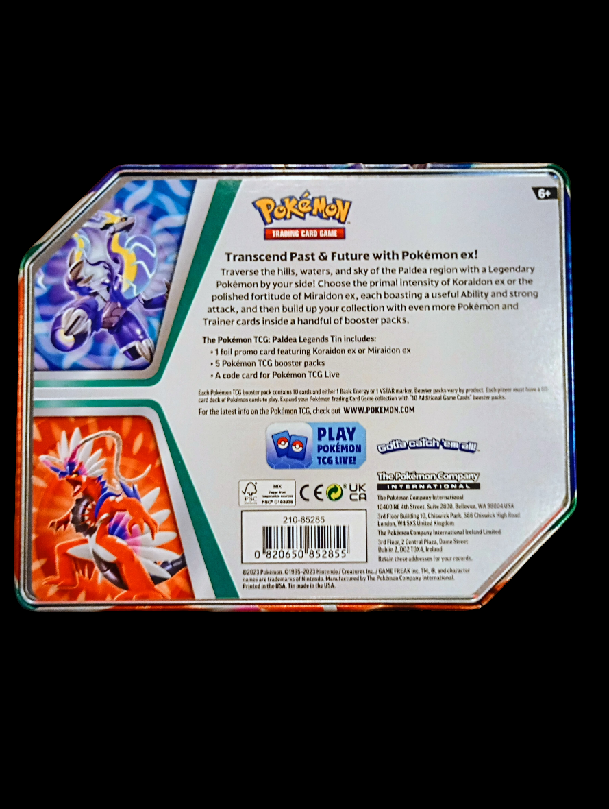 Pokémon TCG: Paldea Legends Koraidon EX Metal Collectors Tin Keepsake/Storage (empty box)