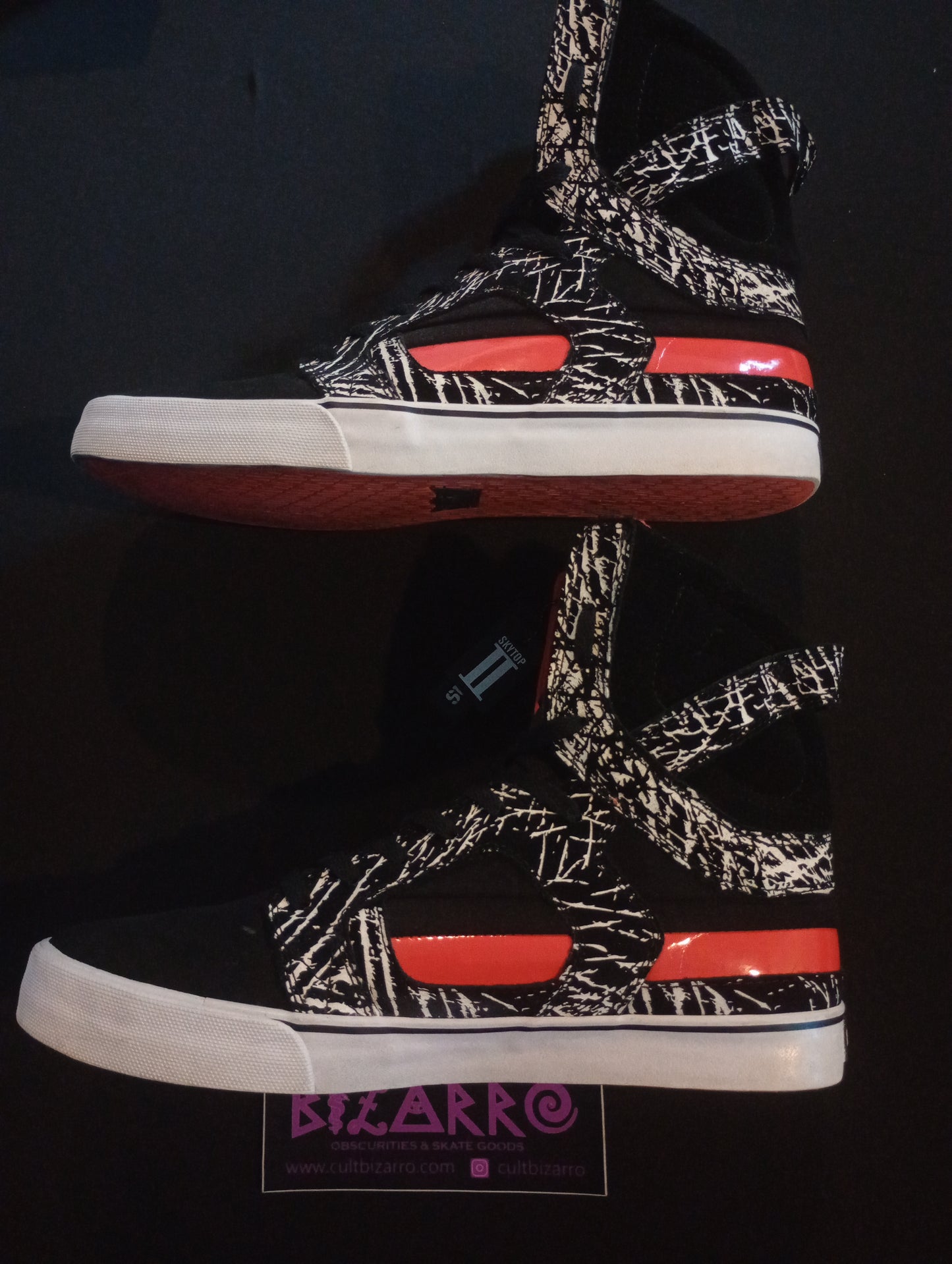 Supra SkyTop II Y2K (Pre-Owned) Zebra/Blk/Red Vtg skate shoes 12