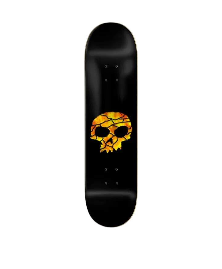 Zero Skateboards Skull (Yellow) Stained Glass Series Full Black Dip Team Skate Deck 8.25"