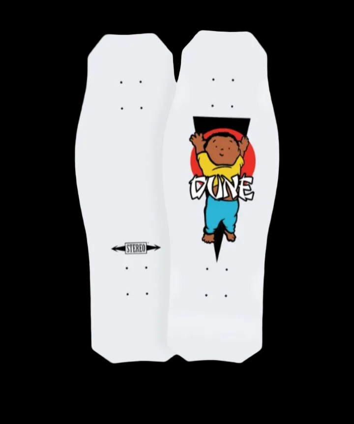 Stereo Skateboards Dune x Hosoi Hammerhead Shaped White (Hand Screened) Skate Deck 9.5"