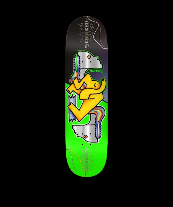 Krooked "Neon Robot" Twin Tail Slick Worrest Pro Skate Deck 8.3"