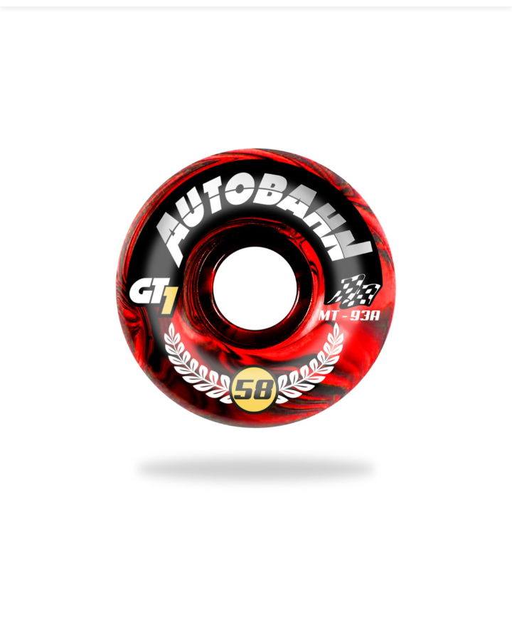 Autobahn GT1 M/T Formula Black/Red Tie Dye Skate Wheels 58mm 93a