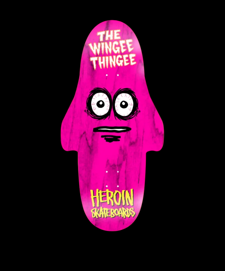 Heroin "Wingee Thingee" Special Shape Adjustable Baseplate Team Skate Deck 15.25"