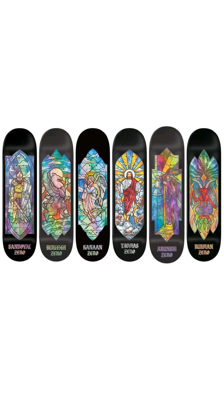 Zero Skateboards Stained Glass Set of 6 Skate Decks