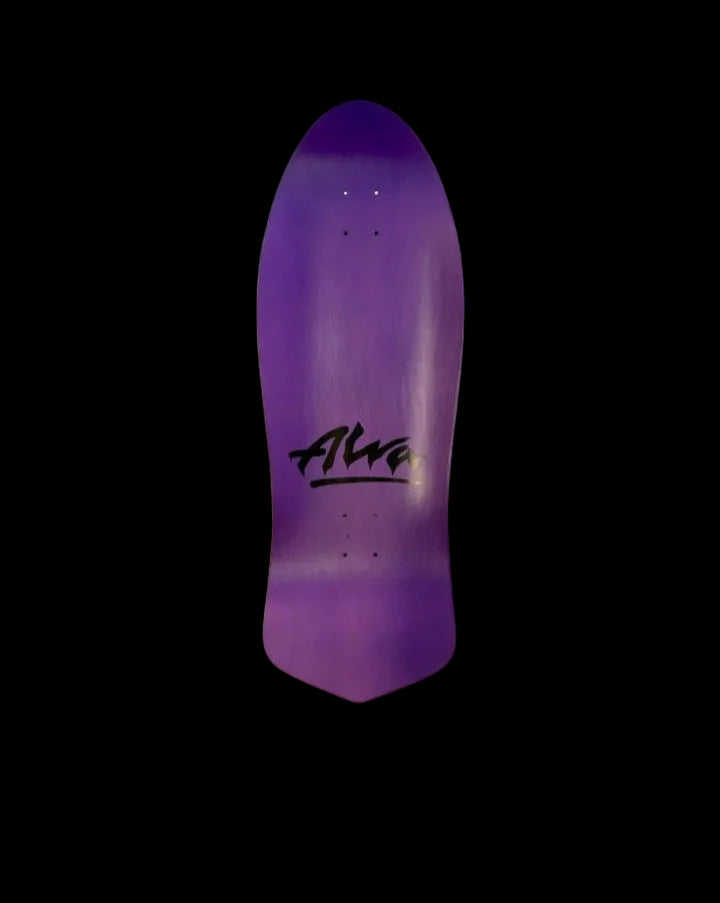Alva "Dolphin" Purple/Aqua/Black Shaped Wheel Wells Skate Deck 11.125"