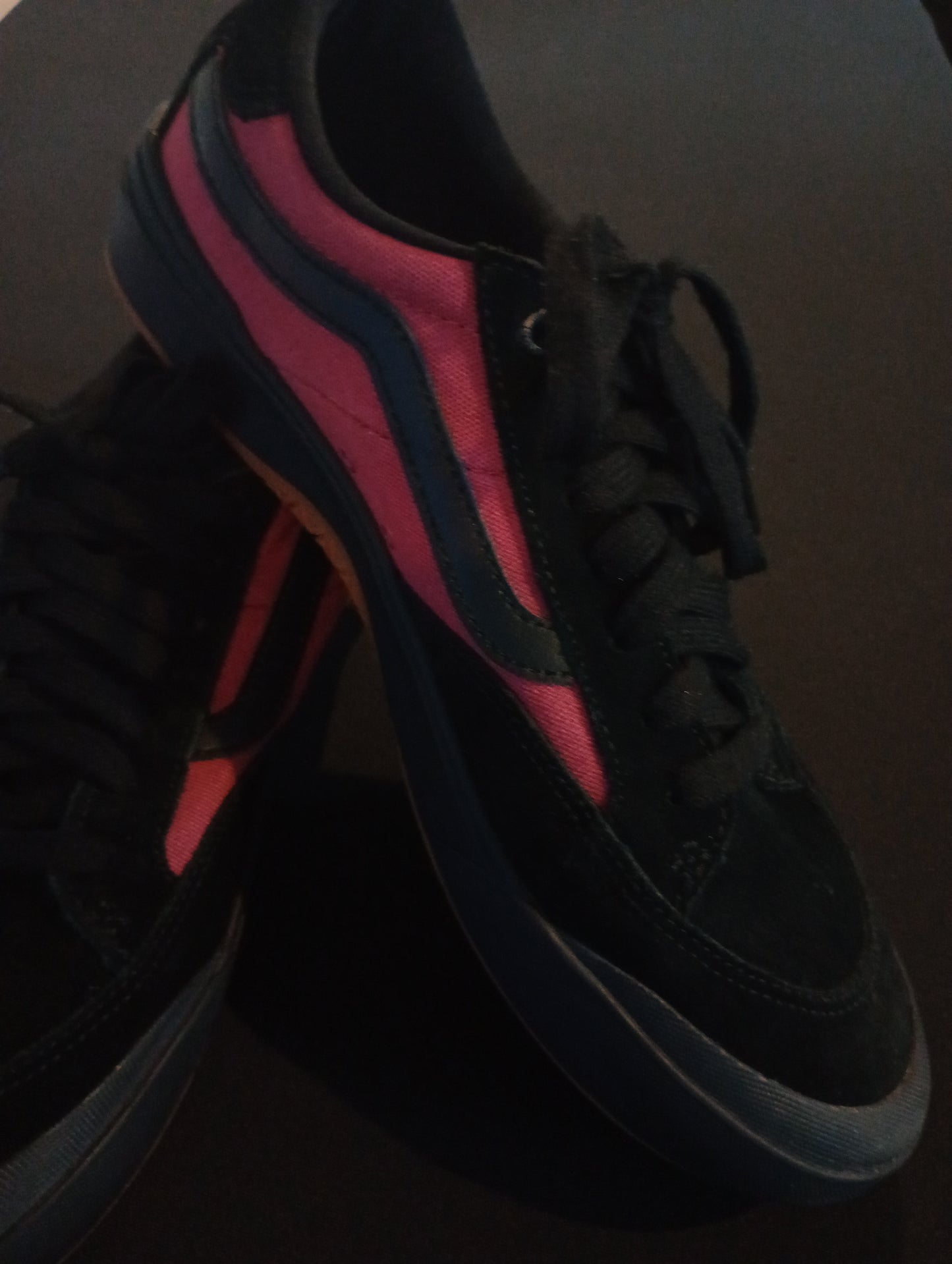 VANS Berle PRO Skate Shoes Black Suede Red Canvas Leopard insole Waffle soles 11