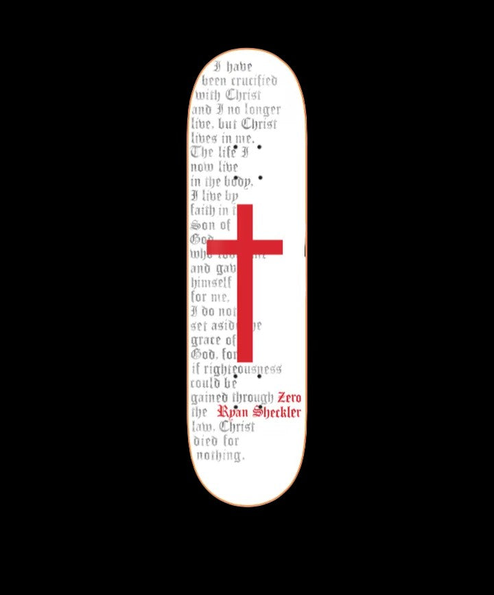 Zero Skateboards "Cross" Galatians 2:20 Ryan Sheckler's Debut Pro Model Skate Deck 8.25"