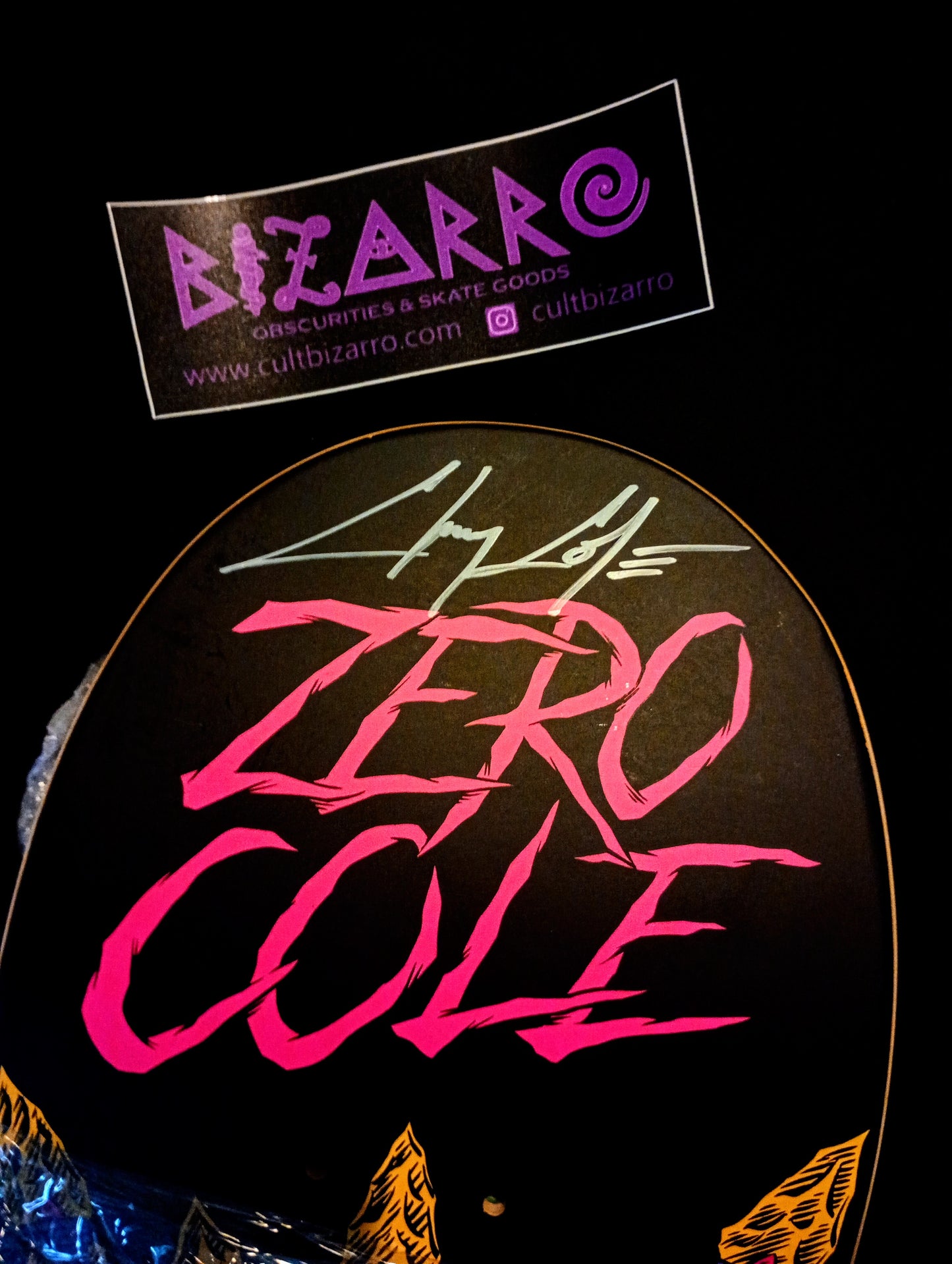 Zero signed Ltd Blacklight series Skull & Arrows Chris Cole pro deck 8.25"