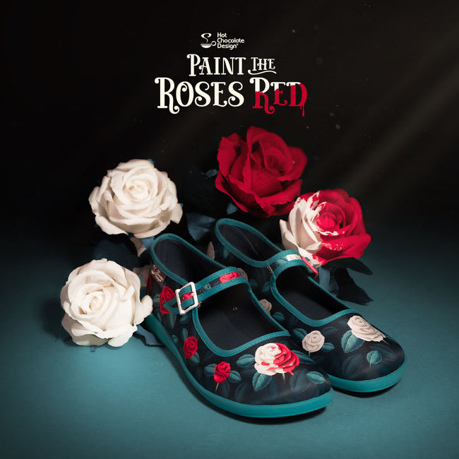 Hot Chocolate Design (Dark Chocolate) Chocolaticas® Paint The Roses Red Mary Jane Flats Shoes