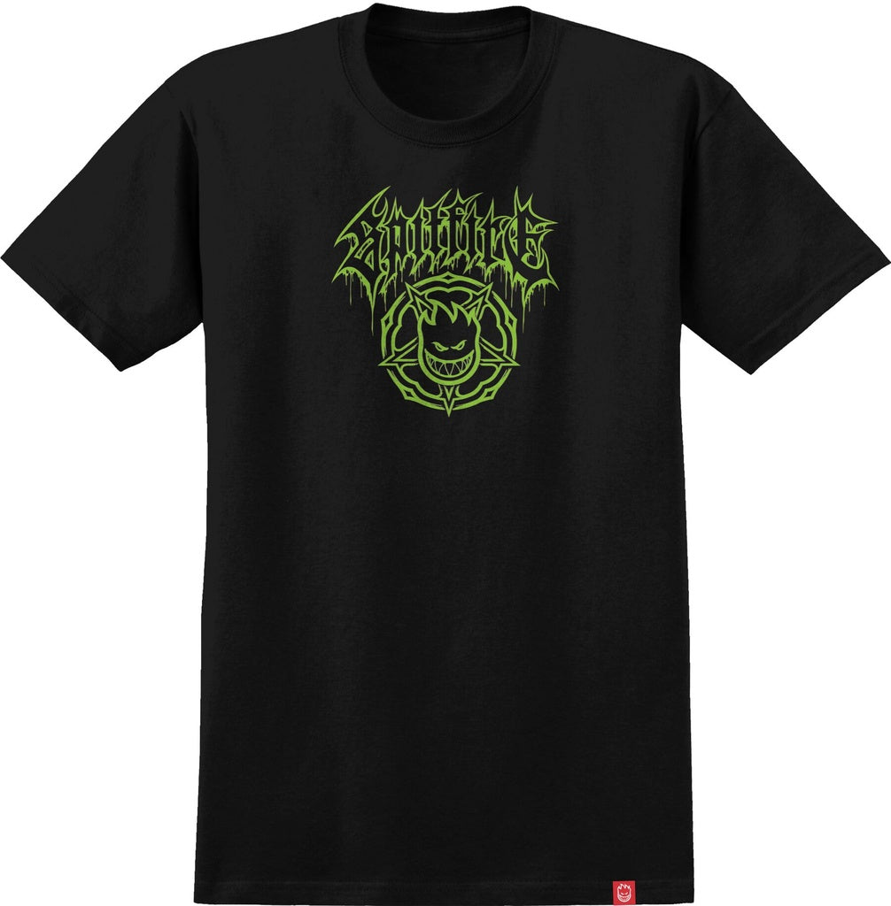 Spitfire Pentagram Black Neon Green Skate Shirt
