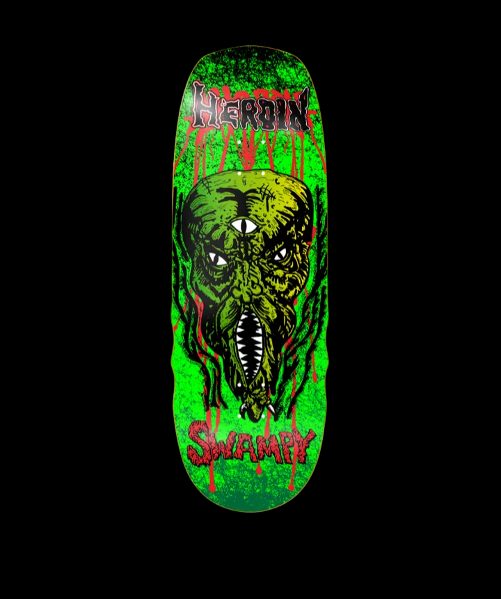 Heroin KO Series 2 "Slimeface" Horror Themed Swampy Pro Wideboy Egg Shaped Skate Deck 10.6"
