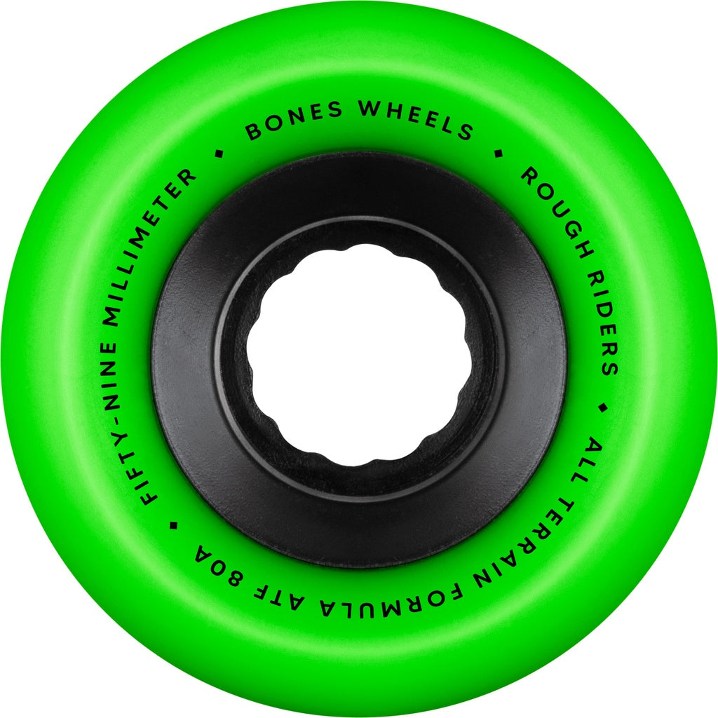 Bones ATF Rough Riders "Skull and Bones" Neon Green Skateboard Wheels 80a