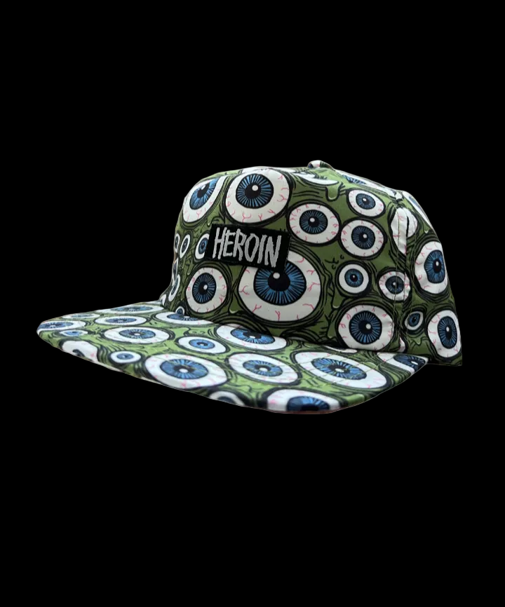 Heroin "Eyes" Olive Green Snapback Hat
