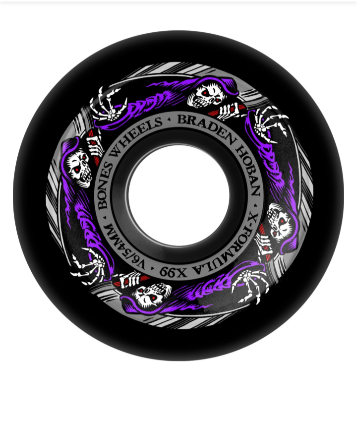 Bones X-Formula "Reaper" V6 Widecuts Braden Hoban Black Pro Debut Skate Wheels Multi Sizes