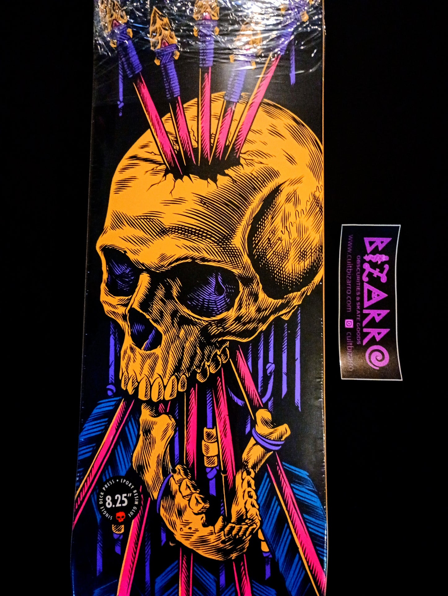 Zero signed Ltd Blacklight series Skull & Arrows Chris Cole pro deck 8.25"