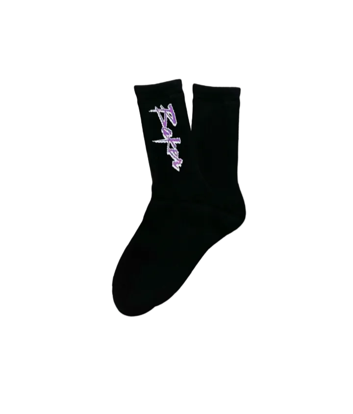 Baker Skateboards "Purple Pain" Prince Purple Rain Theme Black Socks