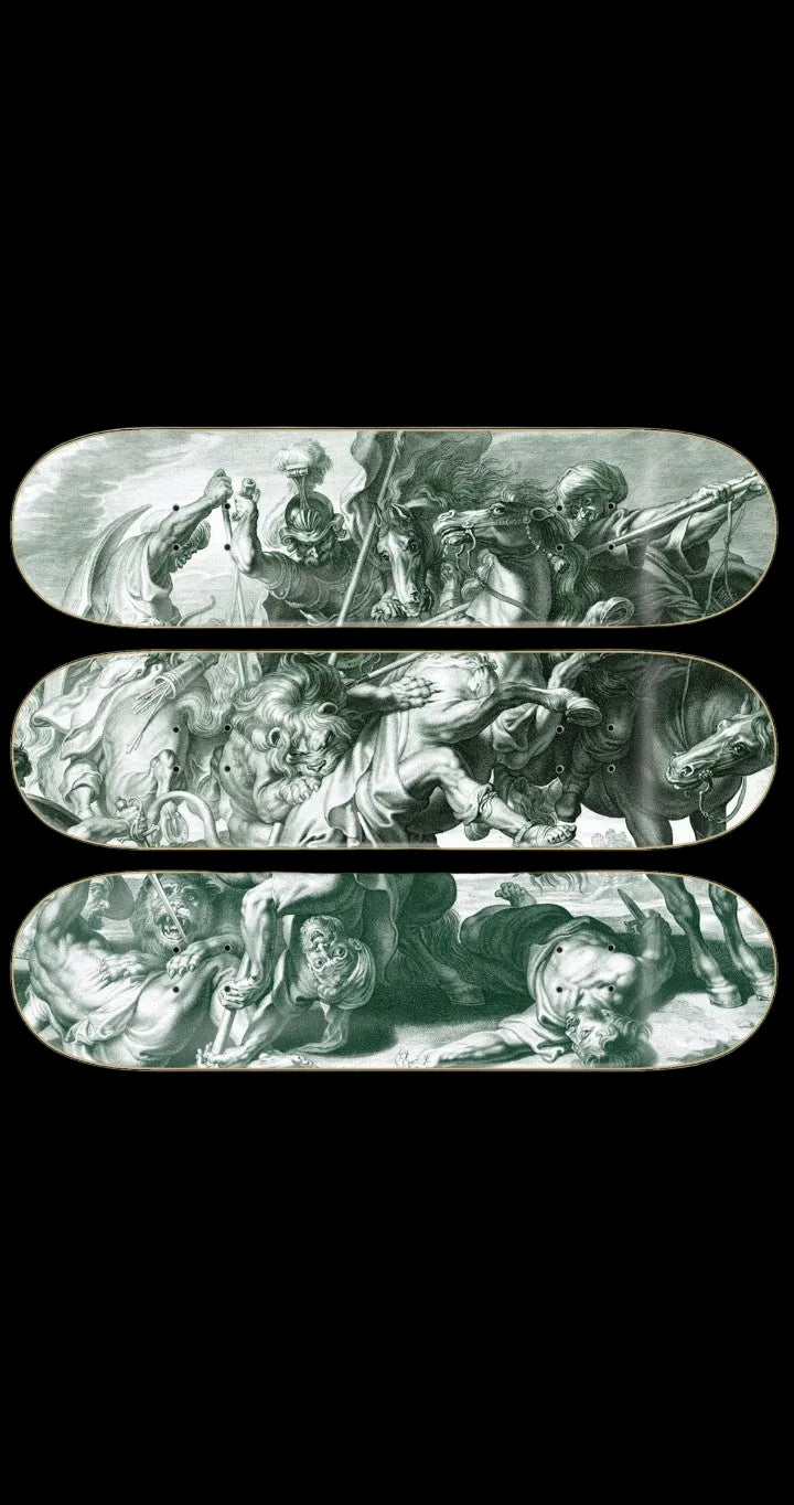 Zero Skateboards "Lion Hunt" Thomas Dern Reyes Complete 3 Skate Deck Art Collection