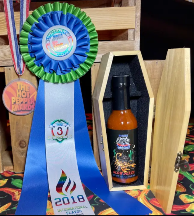 Rising Smoke - Slow Death Hot Sauce. 5oz bottle
