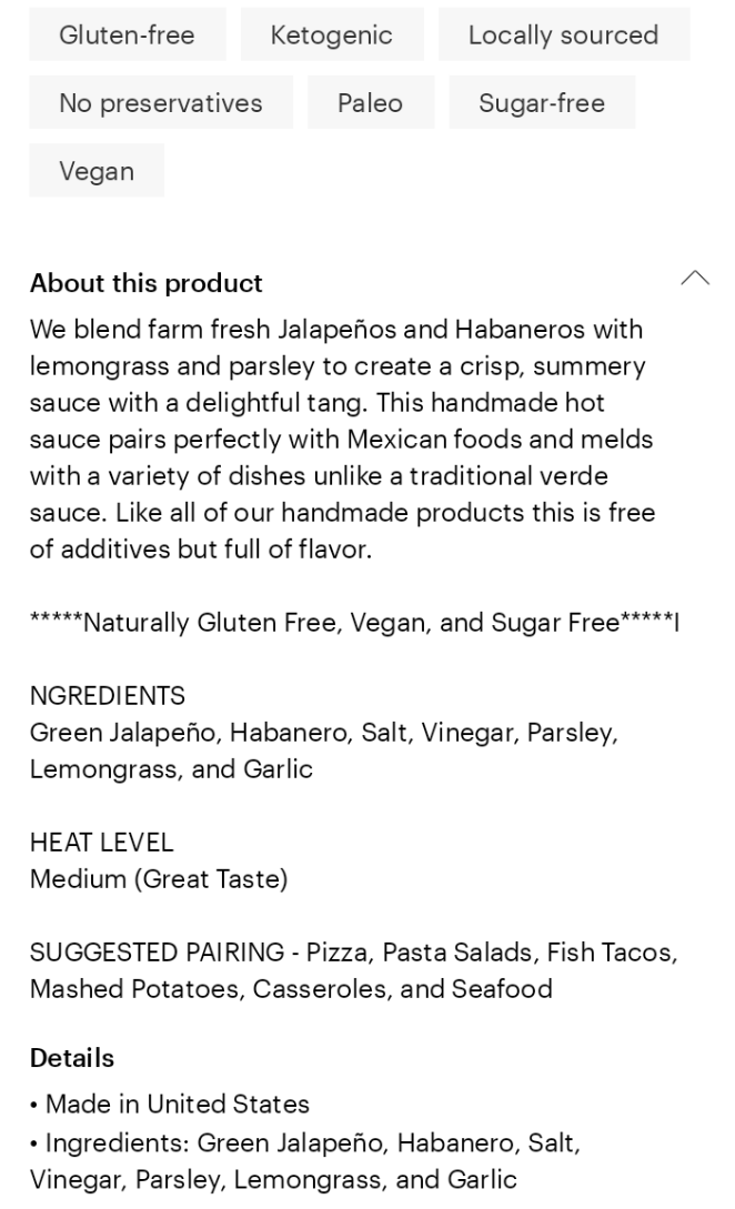 Hoff & Pepper Original Award-Winning Everyday Hot Sauce 6.7oz