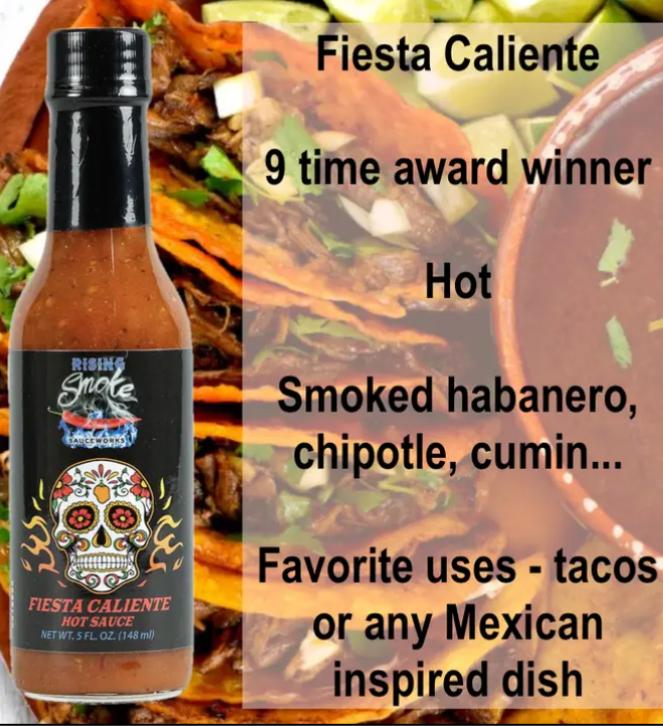 Rising Smoke - Fiesta Caliente Hot Sauce. 5oz bottle