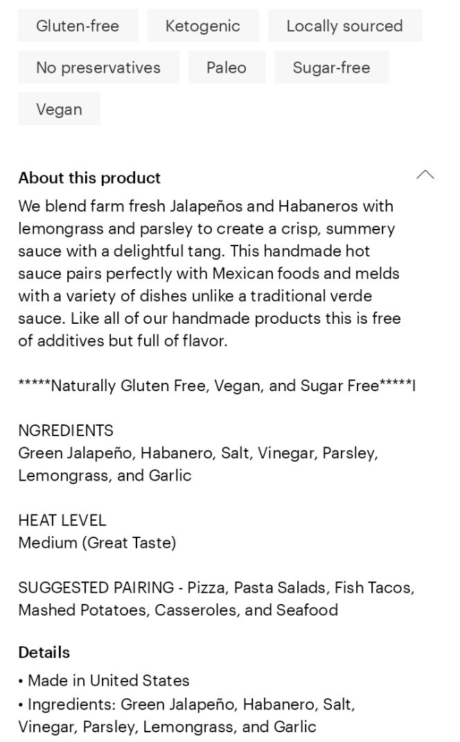 Hoff & Pepper Mean Green Verde Award-Winning Hot Sauce 6.7oz