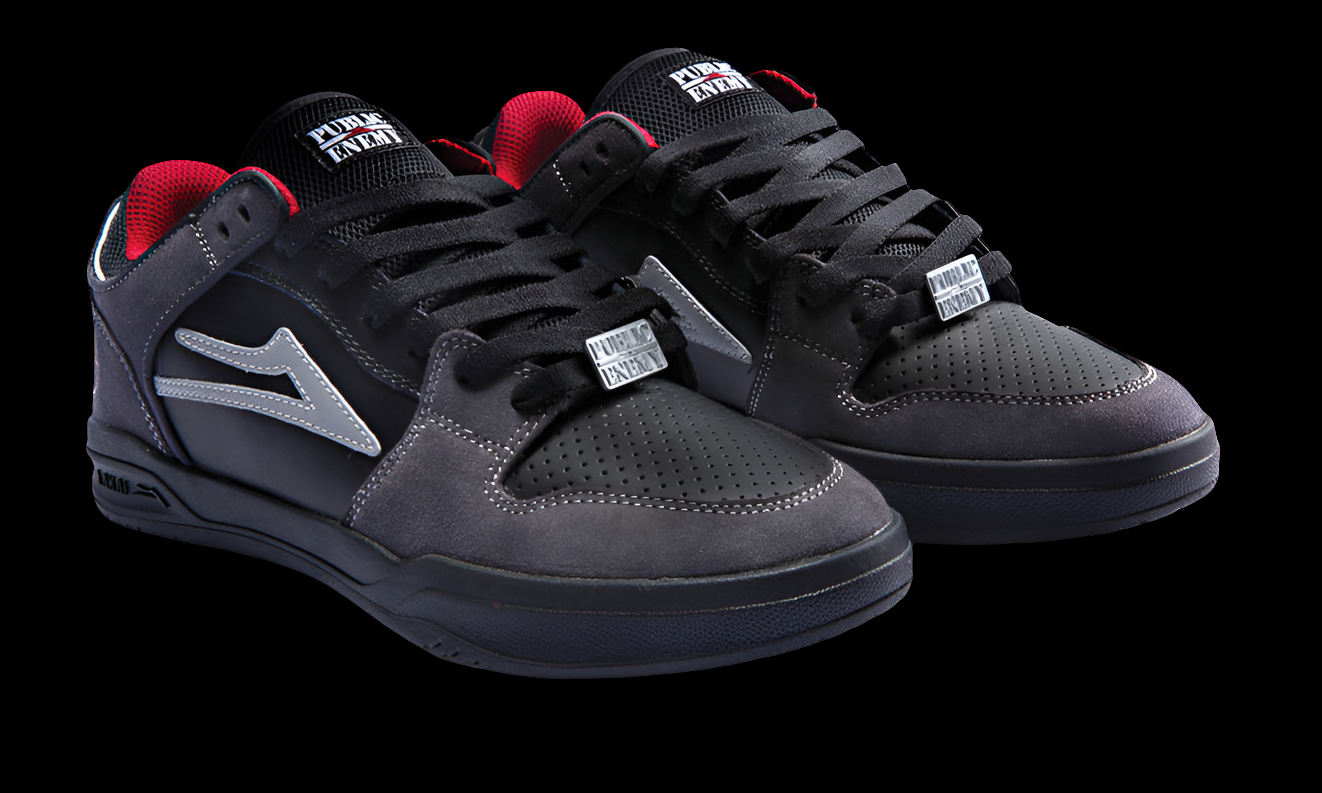 Lakai x Public Enemy Telford Low Blk/Red/Gun Metal Skate Shoes