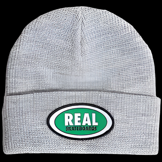 Real Skateboards Logo Oval Heather/Green Beanie