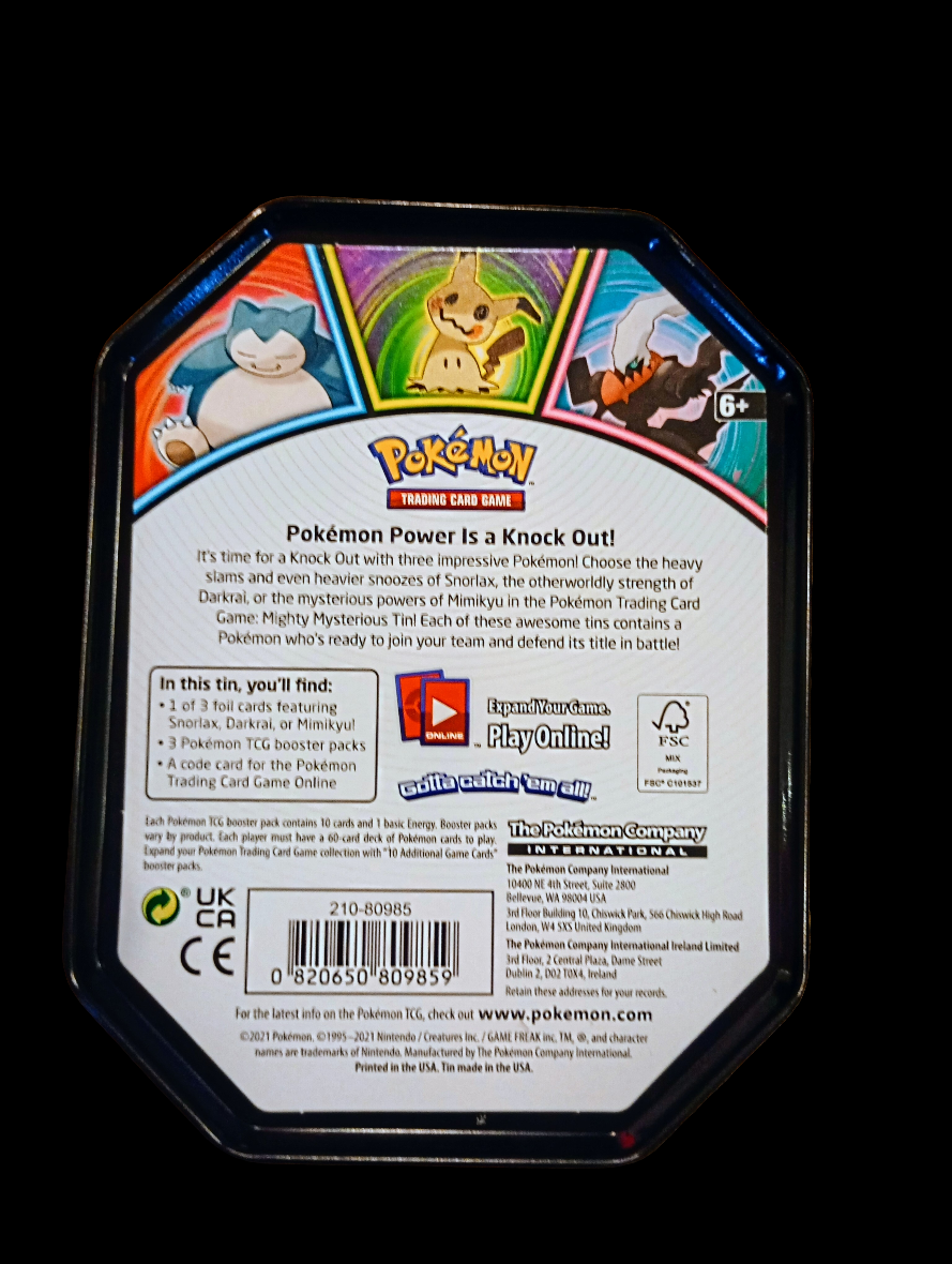 Pokémon TCG: Snorlax Metal Collectors Tin Keepsake/Storage (empty box)