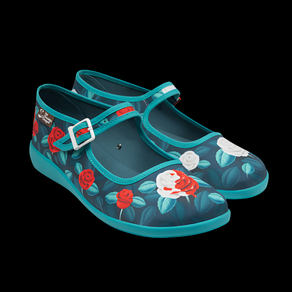 Hot Chocolate Design (Dark Chocolate) Chocolaticas® Paint The Roses Red Mary Jane Flats Shoes