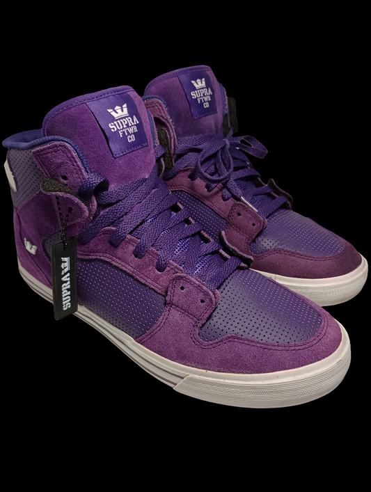 Supra OG Hi Top Vaider Purple Suede/Perf Leather (Pre-owned) Mens 10 W 11.5