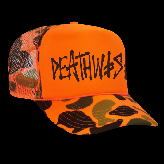 Deathwish OG DeathSpray Orange Camo Trucker Mesh Hat