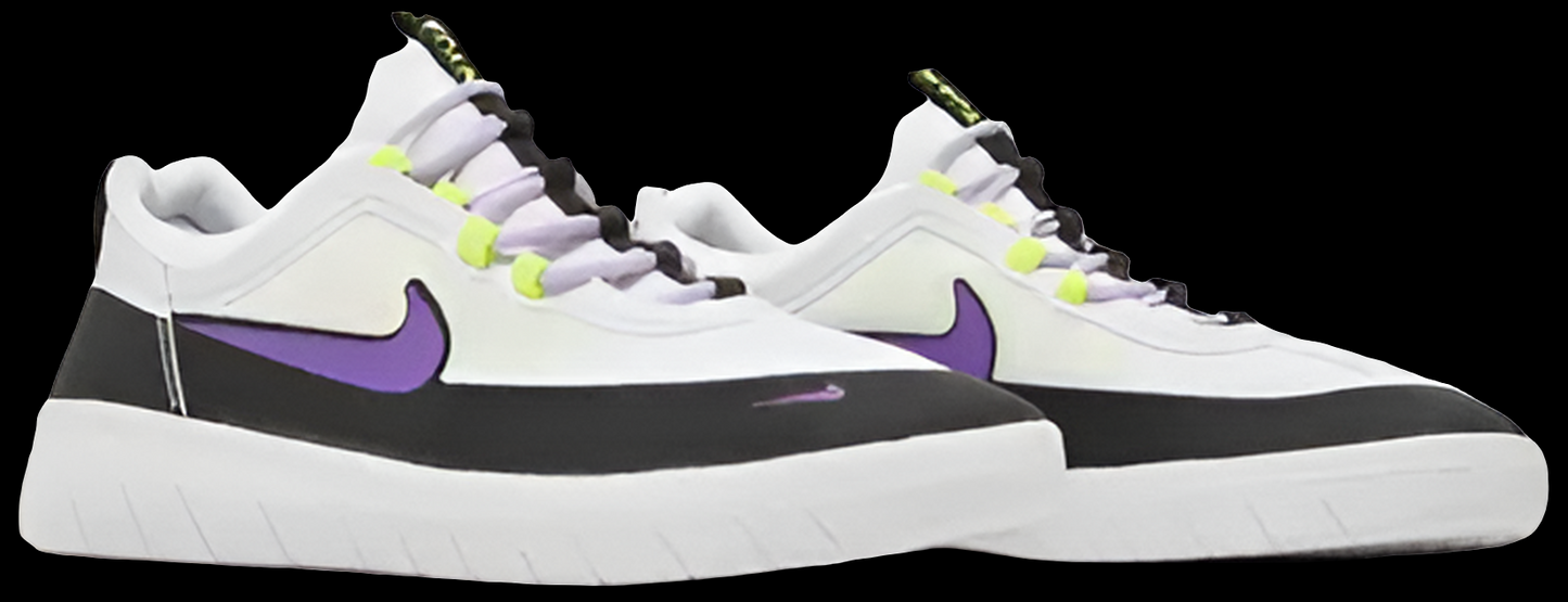 Nike SB Nyjah Zoom 2.0 White/ Berry/Neon Green Skate shoes 11