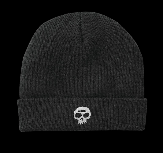 Zero Embroidered Skull Black Beanie