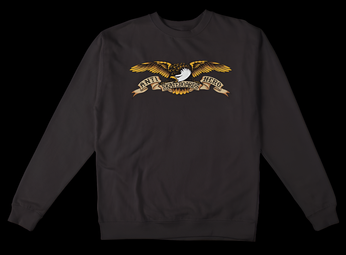 Anti-Hero Skateboards Eagle Asphalt Black Crew Sweater