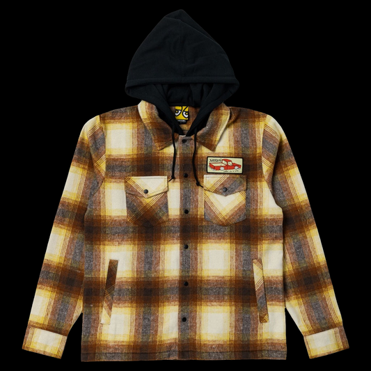 Krooked Double OK Tan Plaid Hooded Sweater