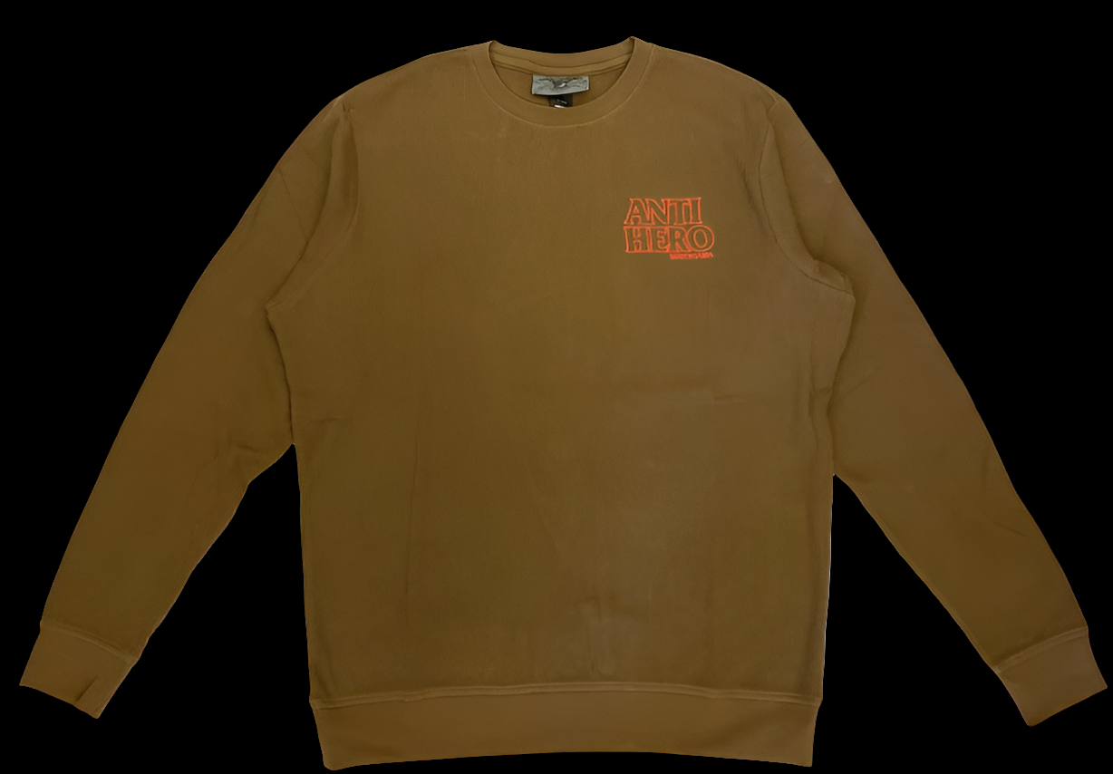 Anti-Hero Skateboards Lil Black Hero OG Logo Waffle Crew Sweater