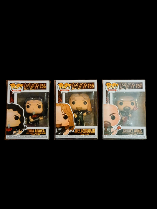 Funko Pop! Rocks - Slayer Metal Band (Full set King, Hanneman, Araya) MInt w/ protectors