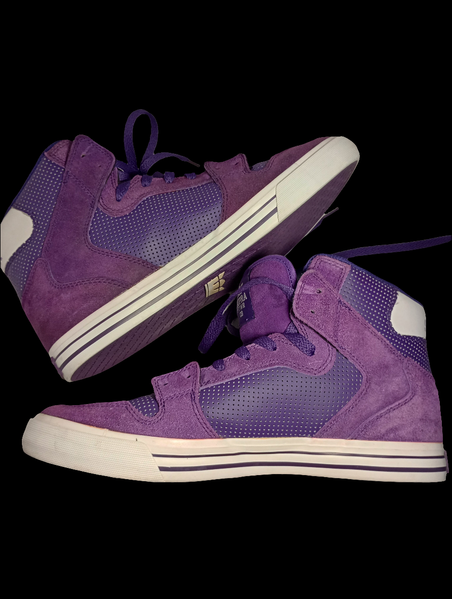 Supra OG Hi Top Vaider Purple Suede/Perf Leather (Pre-owned) Mens 10 W 11.5