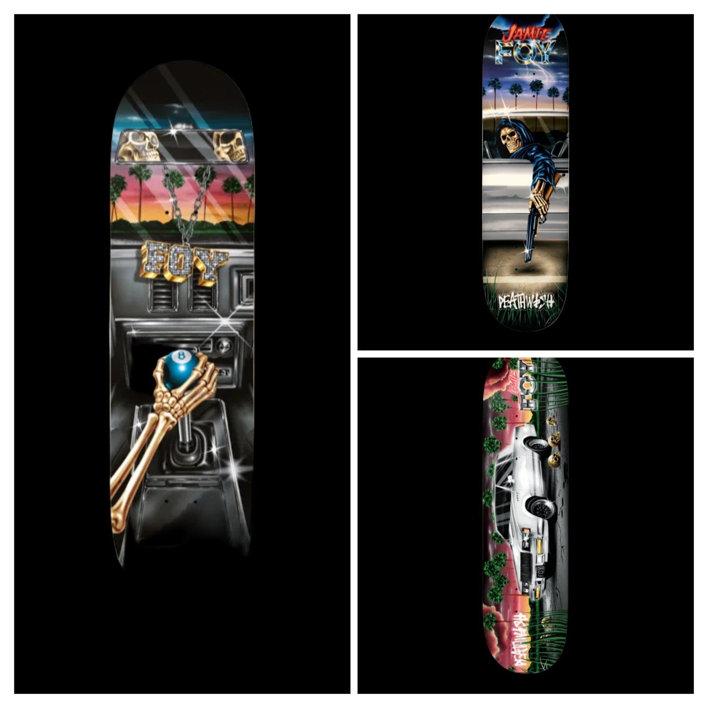 Deathwish Skateboards Jamie Foy Samborghini Collection 3 Pro Skate Decks (Full Set)
