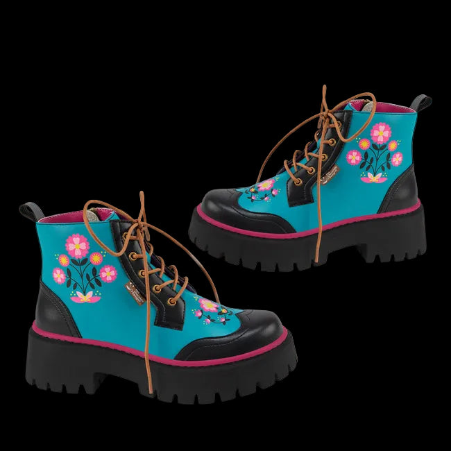 Hot Chocolate Design "Enchanted North" Teal/Black Women's Boots