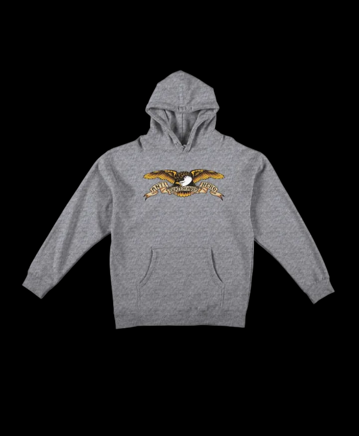 Anti-Hero Skateboards Heavyweight Basic Eagle Heather Grey Pullover Hoodie