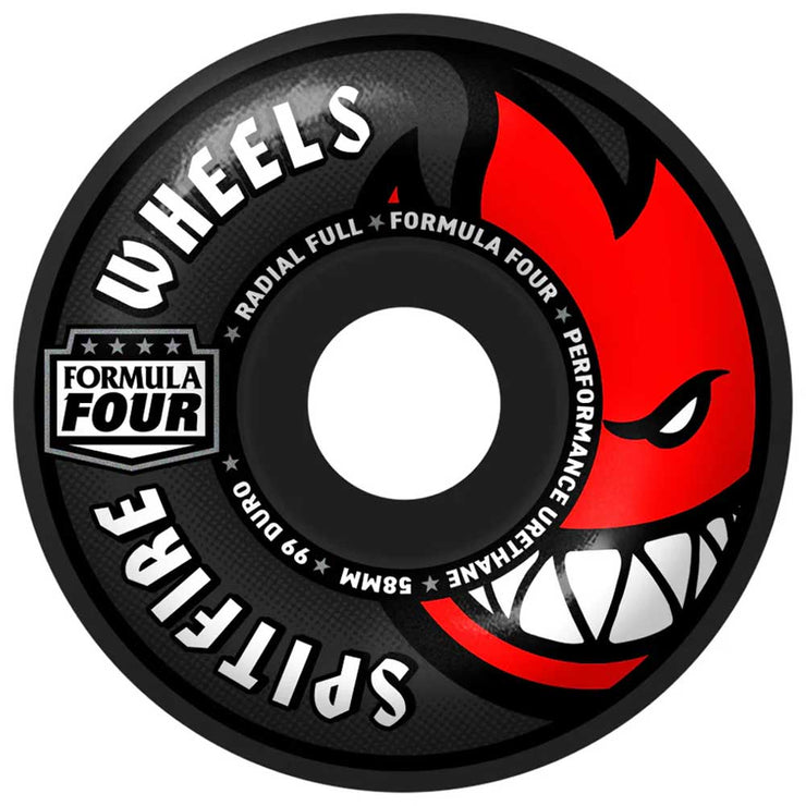 Spitfire Formula Four F4 Radial Full Black Skate Wheels 58mm 99a