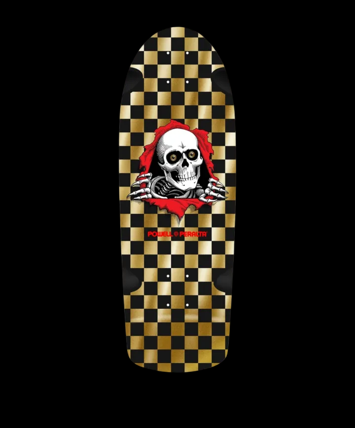 Powell Peralta "OG Ripper" Checker Gold Foil Shaped Skate Deck 10"