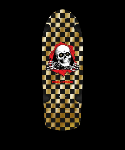 Powell Peralta "OG Ripper" Checker Gold Foil Shaped Skate Deck 10"
