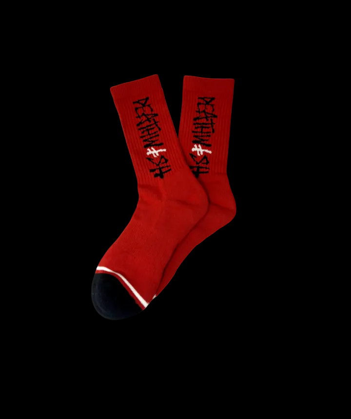 Deathwish "Deathspray" Halloween 26' Cherry Red Socks